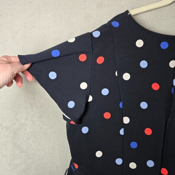 Lane Bryant 24W Lena Dress Black Polka Dot Midi Length Pockets Flutter Sleeve - Picture 9 of 9